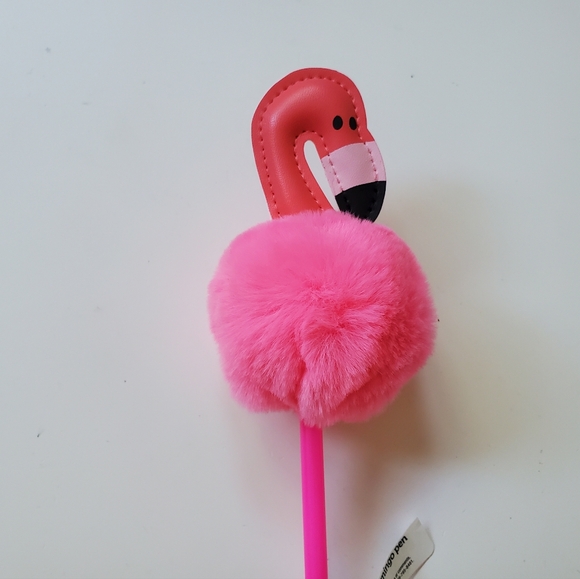 Pink Flamingo Pom Pom Ballpoint Pen Brand New - Picture 2 of 3